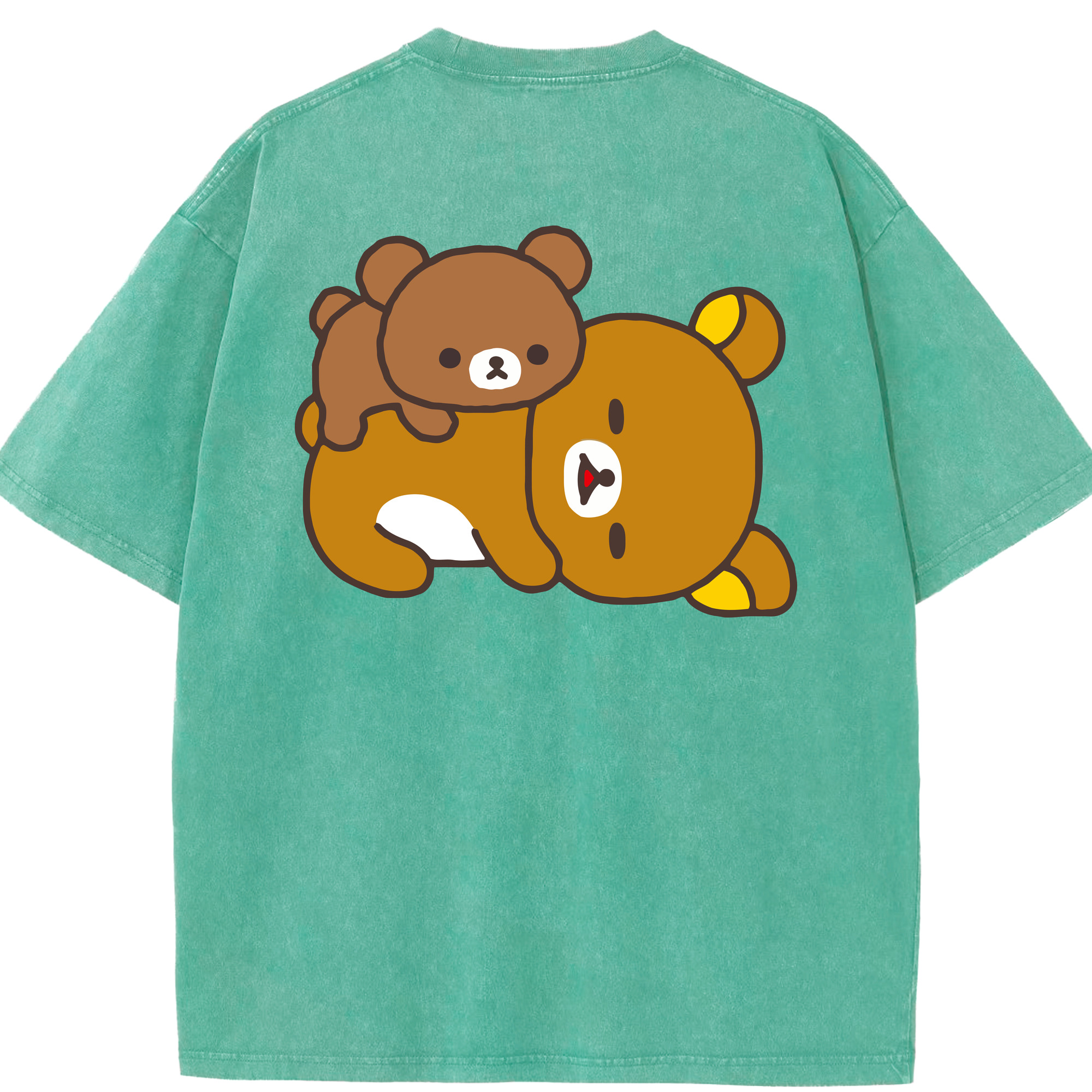 （画像用） リラックマ リラックマ キイロイトリ Rilakkuma Korilakkuma Kiiroitori 綿100% ヴィンテージ風 半袖Tシャツ（背面プリント）